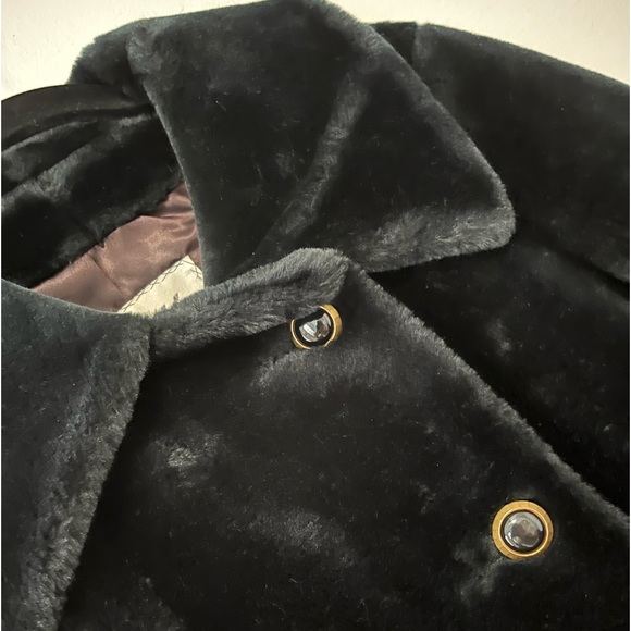 Vintage Brells Downtown Black Faux Fur Elegant Long Line Collared Winter Coat - Picture 9 of 10